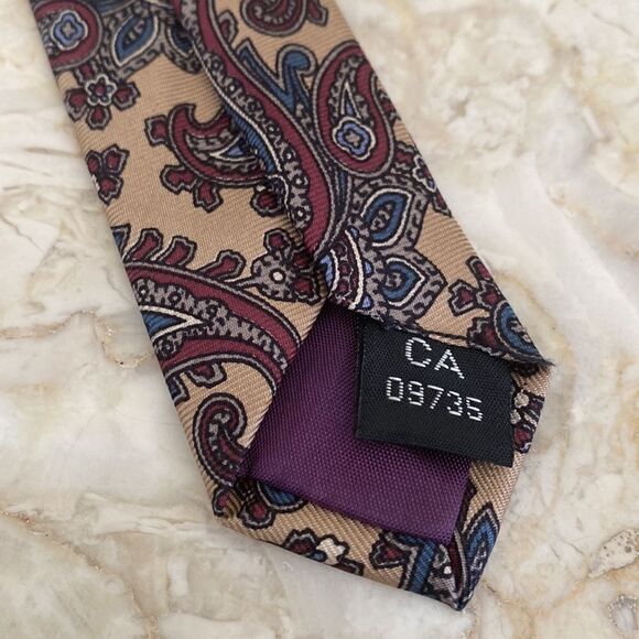 John Comfort London England Silk Paisley Tie - Picture 7 of 7